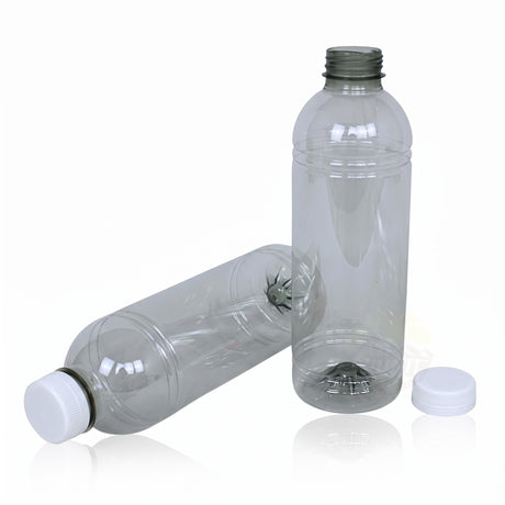 Saftflasche rPET 1000ml Transparent Smoothie Oranger Deckel | 15 Stück