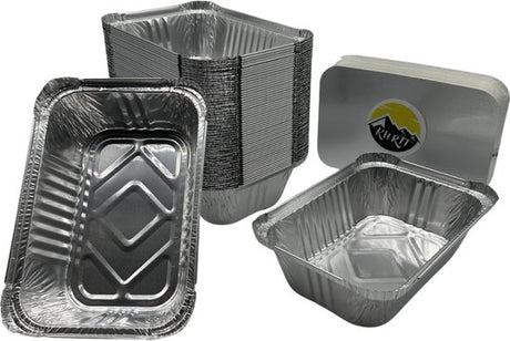  Aluschale 650L mit Deckel 22x13x3,4cm – 100 Stück | Ofen Airfryer Grill Gefrierschrank