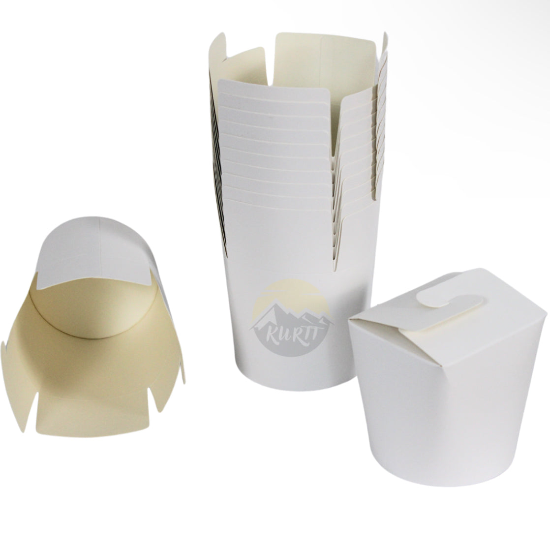 Nudelbox 500ml/16oz Weiß Karton Leckdicht Faltdeckel | Wok To Go Take-Away