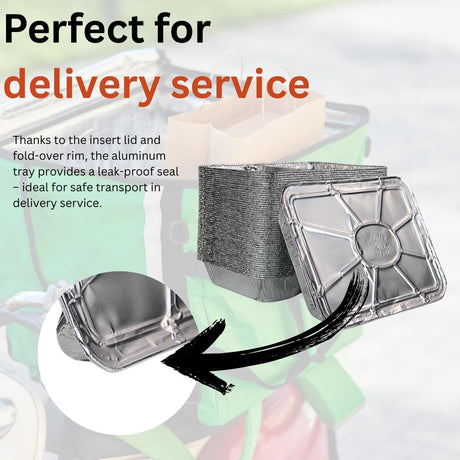 Aluminium Menüschale 2-geteilt 450+400ml mit Deckel – 100 Stück | Catering Meal Prep Lieferung