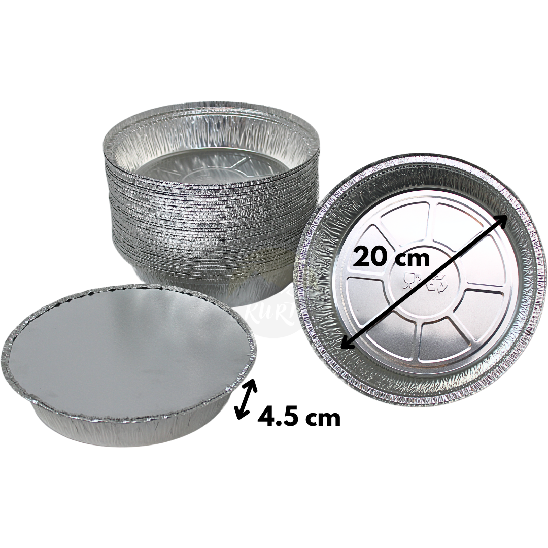Aluschalen Rund 1000ml mit Deckel Ø20cm – 100 Stück | Ofen Airfryer Grill Gefrierschrank