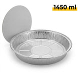 Aluschalen Rund 23 cm mit Deckel – 1450 ml – 100 Stück | C803L Menüschalen Ofen Grill Außer-Haus