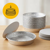 Aluschalen Rund 23 cm mit Deckel – 1450 ml – 100 Stück | C803L Menüschalen Ofen Grill Außer-Haus