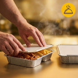 Aluminium Menüschale 2-geteilt 450+400ml mit Deckel – 100 Stück | Catering Meal Prep Lieferung