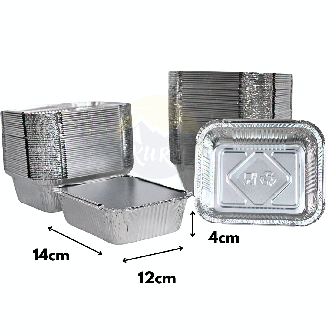 Aluschale 450ml 14x12cm mit Deckel – 100 Stück | Ofen Airfryer Grill Gefrierschrank