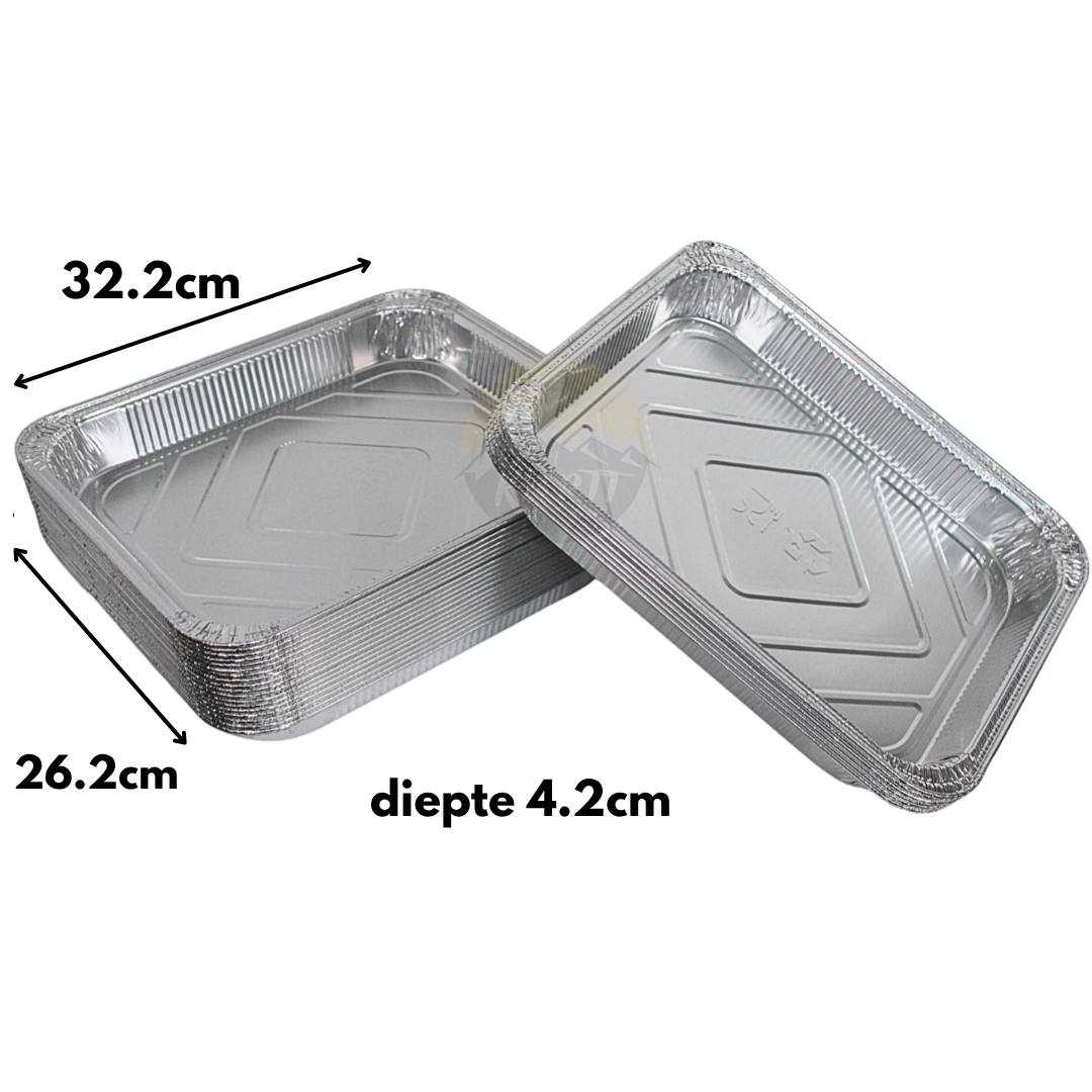 Aluschale rechteckig 2660 ml – 50 Stück | Backofen Grill Gefrierschrank Lasagne Auflauf Menüschale
