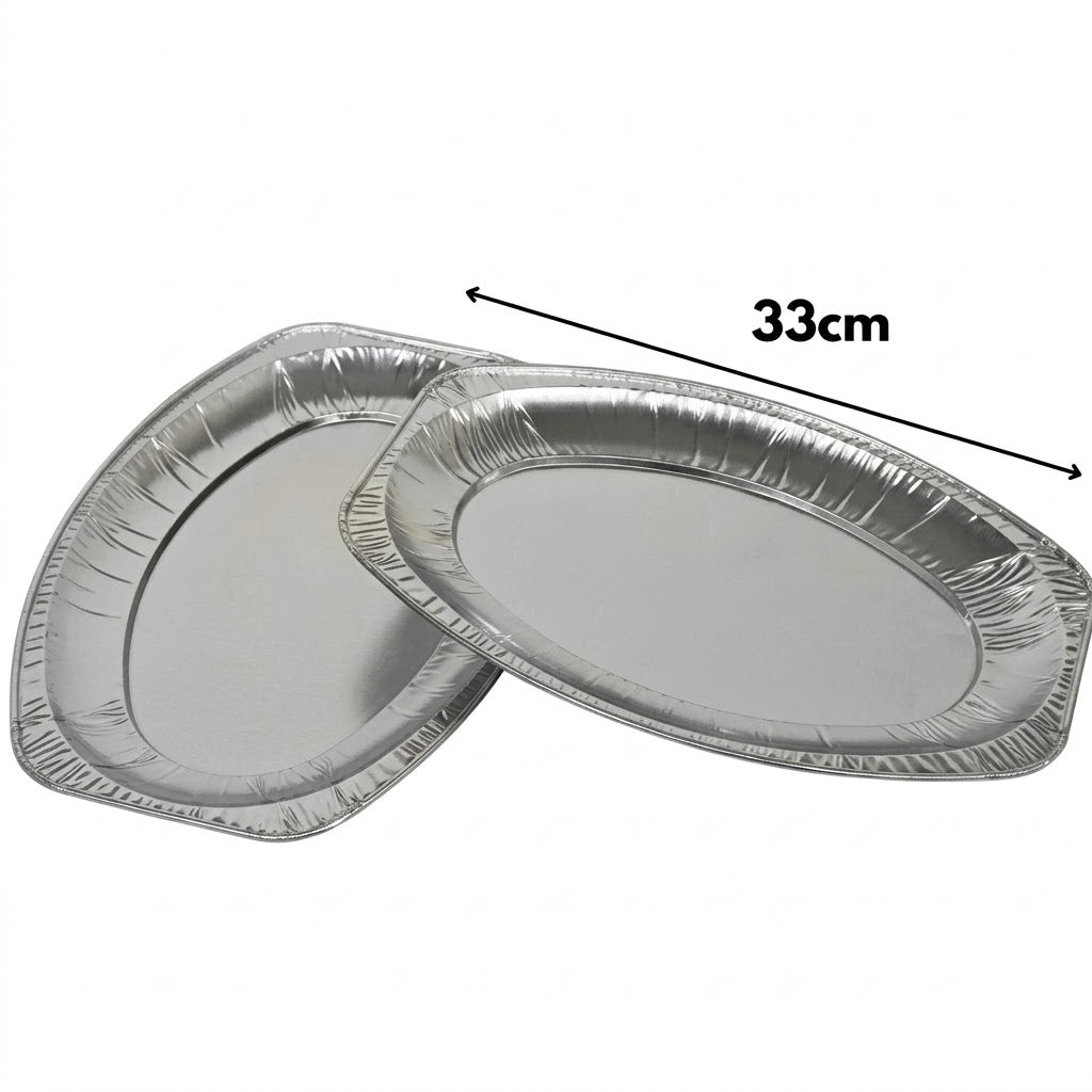 Alu-Servierplatte oval 33 cm – 10 Stück | Einweg Catering-Platte Buffet Partyservice