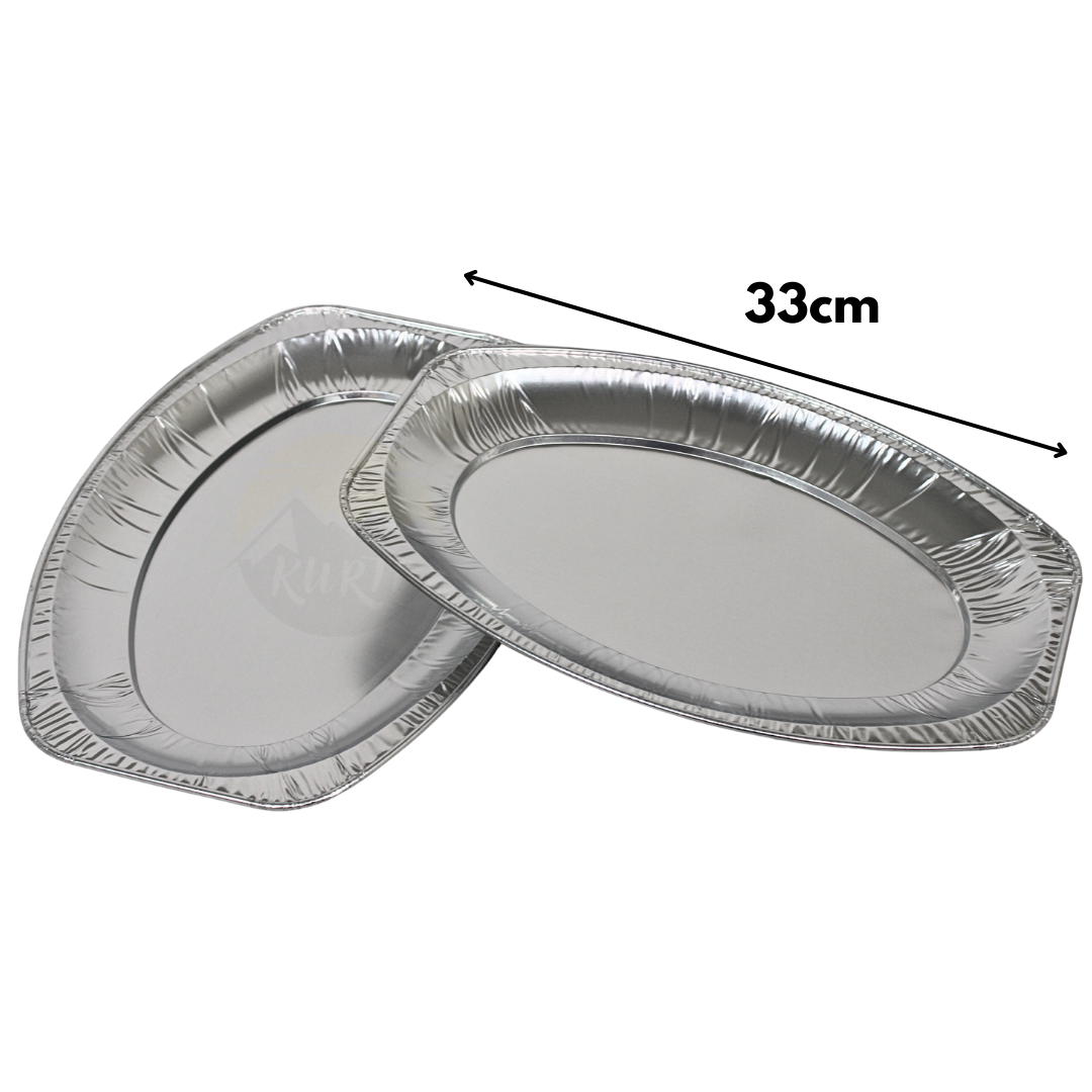 Alu-Servierplatte oval 33 cm – 10 Stück | Einweg Catering-Platte Buffet Partyservice