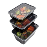 KURTT Meal Prep Boxen Schwarz PP Mit Deckel | Mikrowelle Gefrierschrank 50/100 Stück BPA-frei | 500ml 650ml 750ml 1000ml