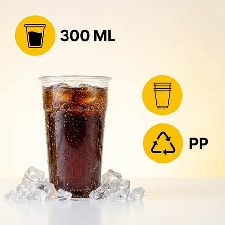 Bierbecher 0,3 l Transparent Plastik - Stapelbar - PP Lebensmittelecht - Umweltabgabe inklusive