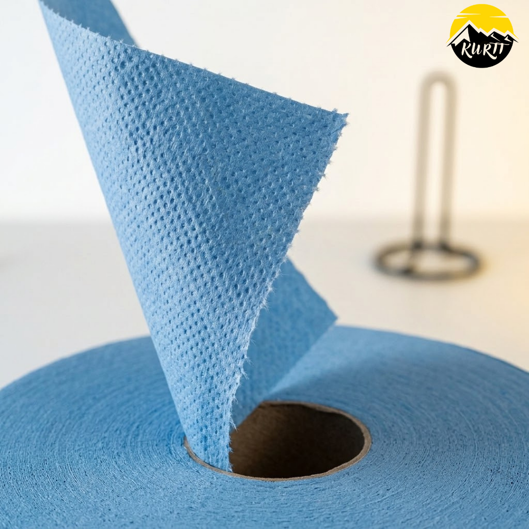 KURTT Putztuchrollen Blau 2-lagig Zellstoff 1.000 Blatt – 2 Rollen