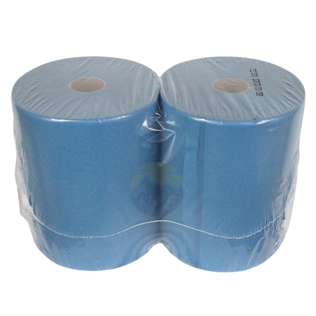 Putztuchrolle Blau 2-lagig Zellstoff 380m – 2 Rollen | Industriepapier HACCP Lebensmittelkontakt