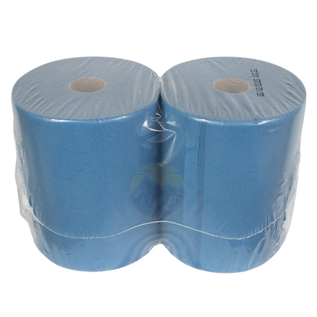 Putztuchrolle Blau 2-lagig Zellstoff 380m – 2 Rollen | Industriepapier HACCP Lebensmittelkontakt