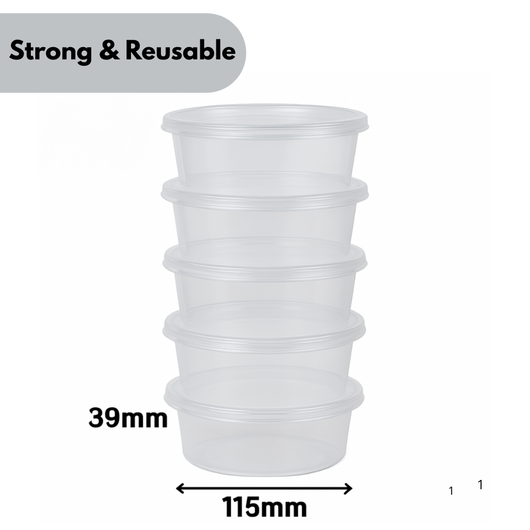 Frischhaltedosen 250ml Transparent mit Deckel PP Wiederverwendbar – 50 Stück | Mikrowelle Gefrierschrank BPA-frei