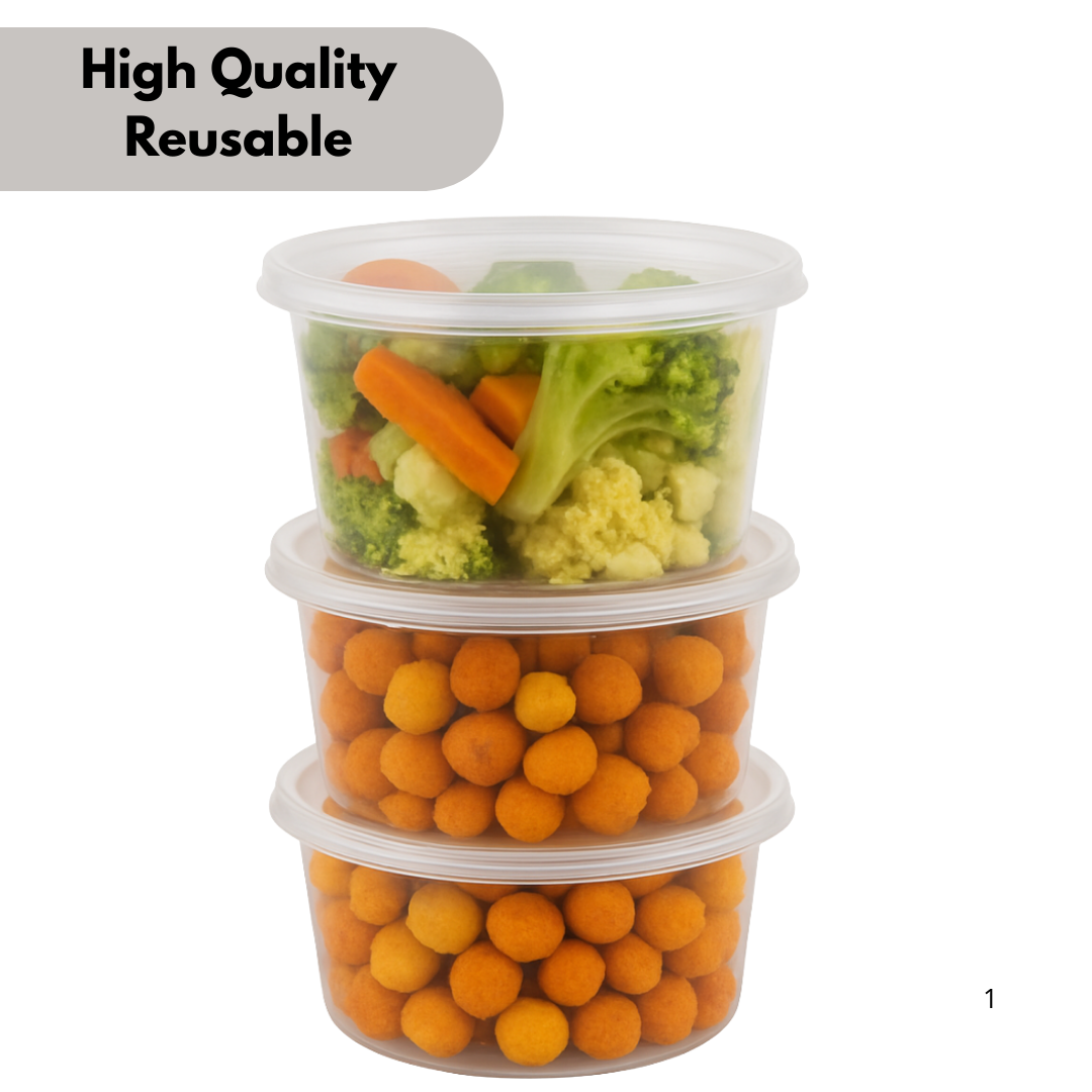 Frischhaltedosen 500ml Transparent PP Deckel – 100 Stück | Batch Cooking Suppe Meal Prep Mikrowelle