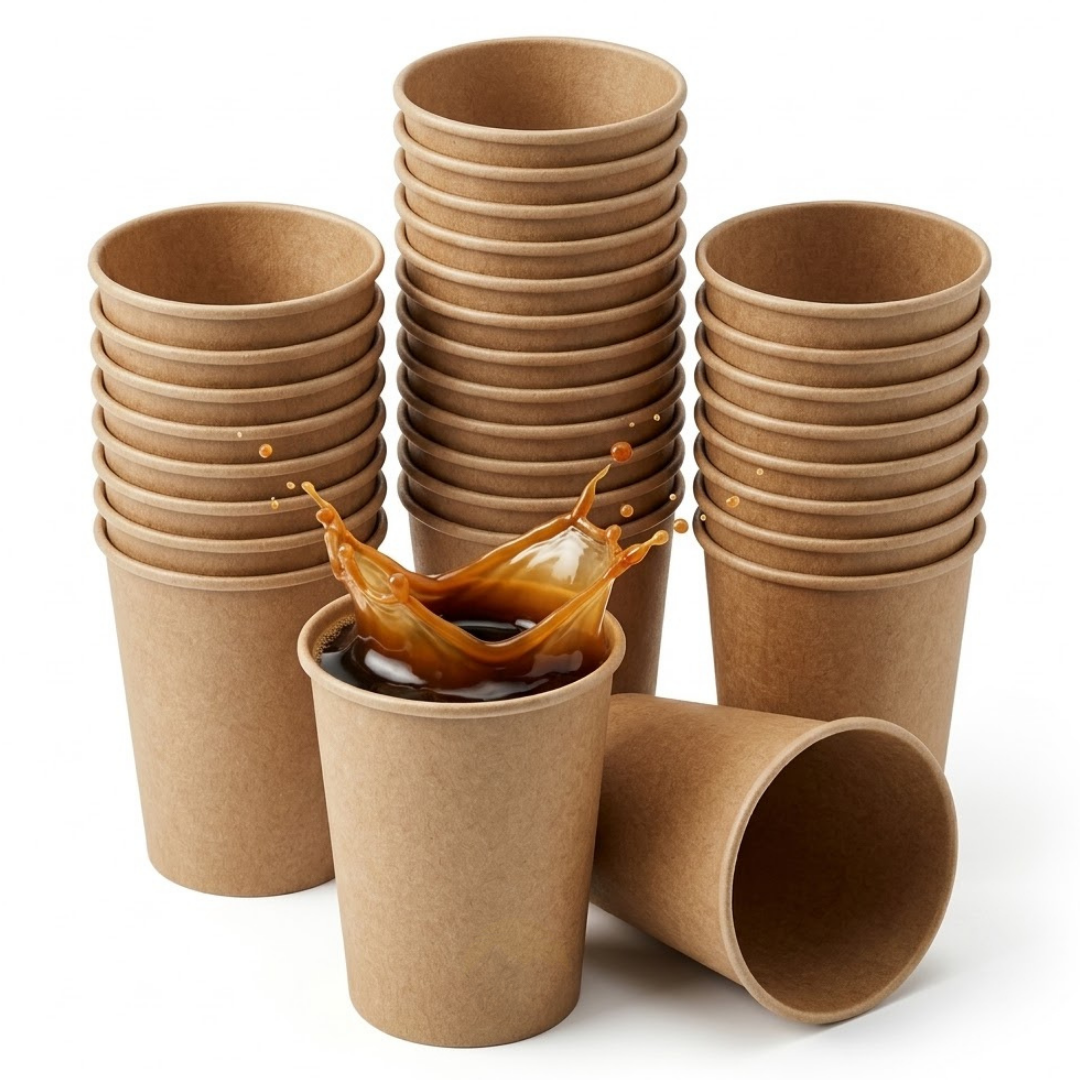 Kraft Koffiebekers 180ml Composteerbaar – 1000 Stuks | Kartonnen Automatenbeker 70mm Vending Horeca Kantoor | SUP-toeslag Inbegrepen