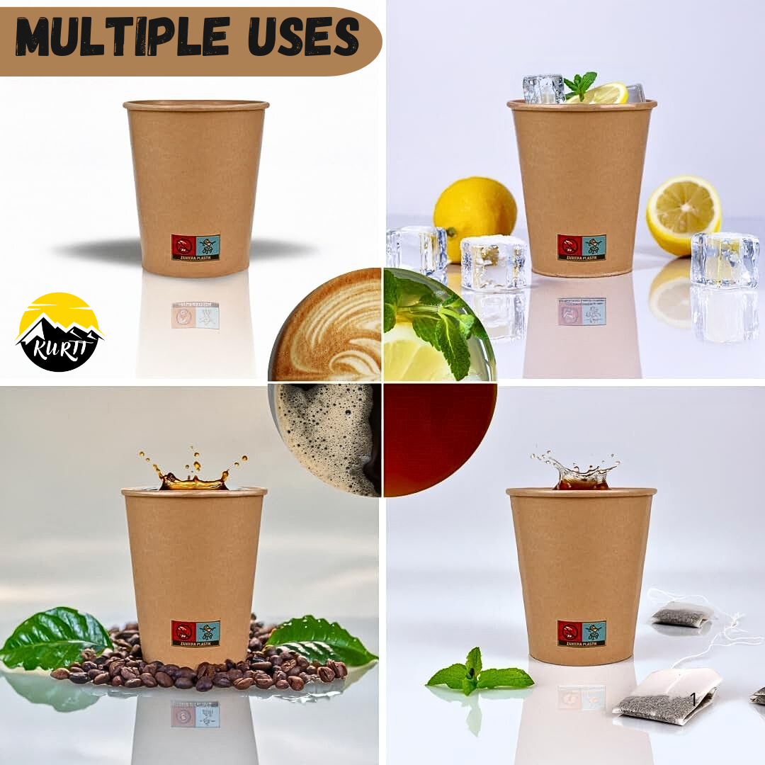  Kaffeebecher Pappe Kraft Braun 200ml Extra Stabil – 100/500/1000 Stück | Café To Go Umweltabgabe Inklusive
