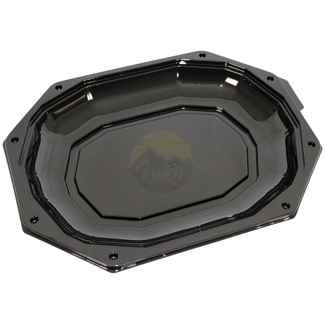Servierplatte Cateringplatte 33cm Achteckig Schwarz Ungeteilt – mit Deckel | 10 Stück