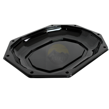 Servierplatte Cateringplatte 33cm Achteckig Schwarz Ungeteilt – mit Deckel | 10 Stück