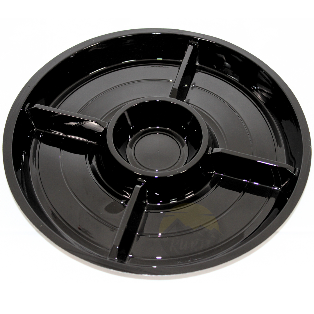 Gourmetteller Fondueteller 5-Fach Rund Schwarz 257mm mit Deckel | 10 Stück
