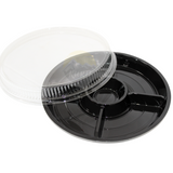 Gourmetteller Fondueteller 5-Fach Rund Schwarz 257mm mit Deckel | 10 Stück
