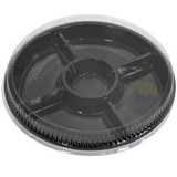 Gourmetteller Fondueteller 5-Fach Rund Schwarz 257mm mit Deckel | 10 Stück