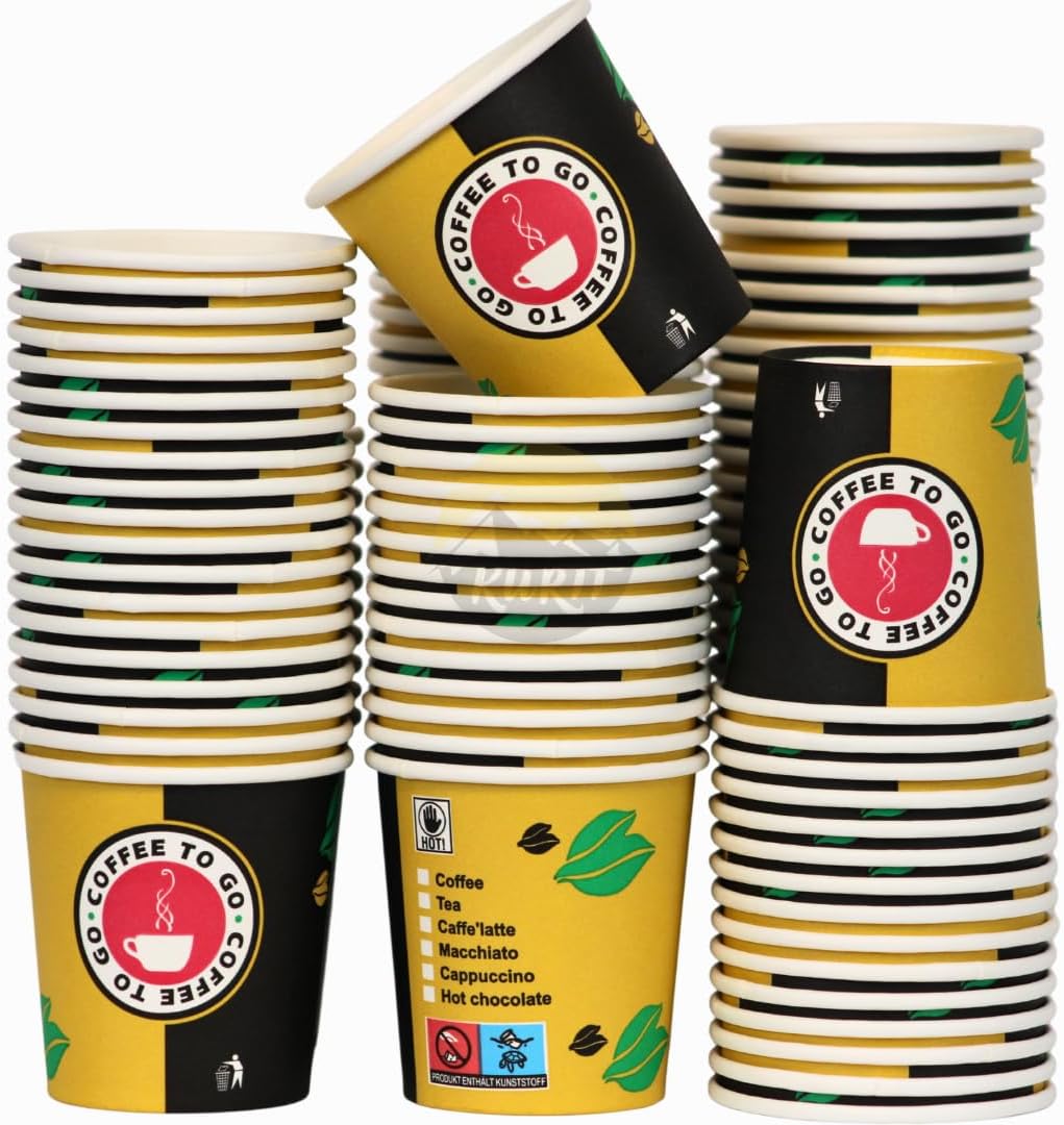 Espressobecher Pappe 120ml Design Coffee To Go Gold Schwarz – 100/500/1000 Stück | Umweltabgabe Inklusive