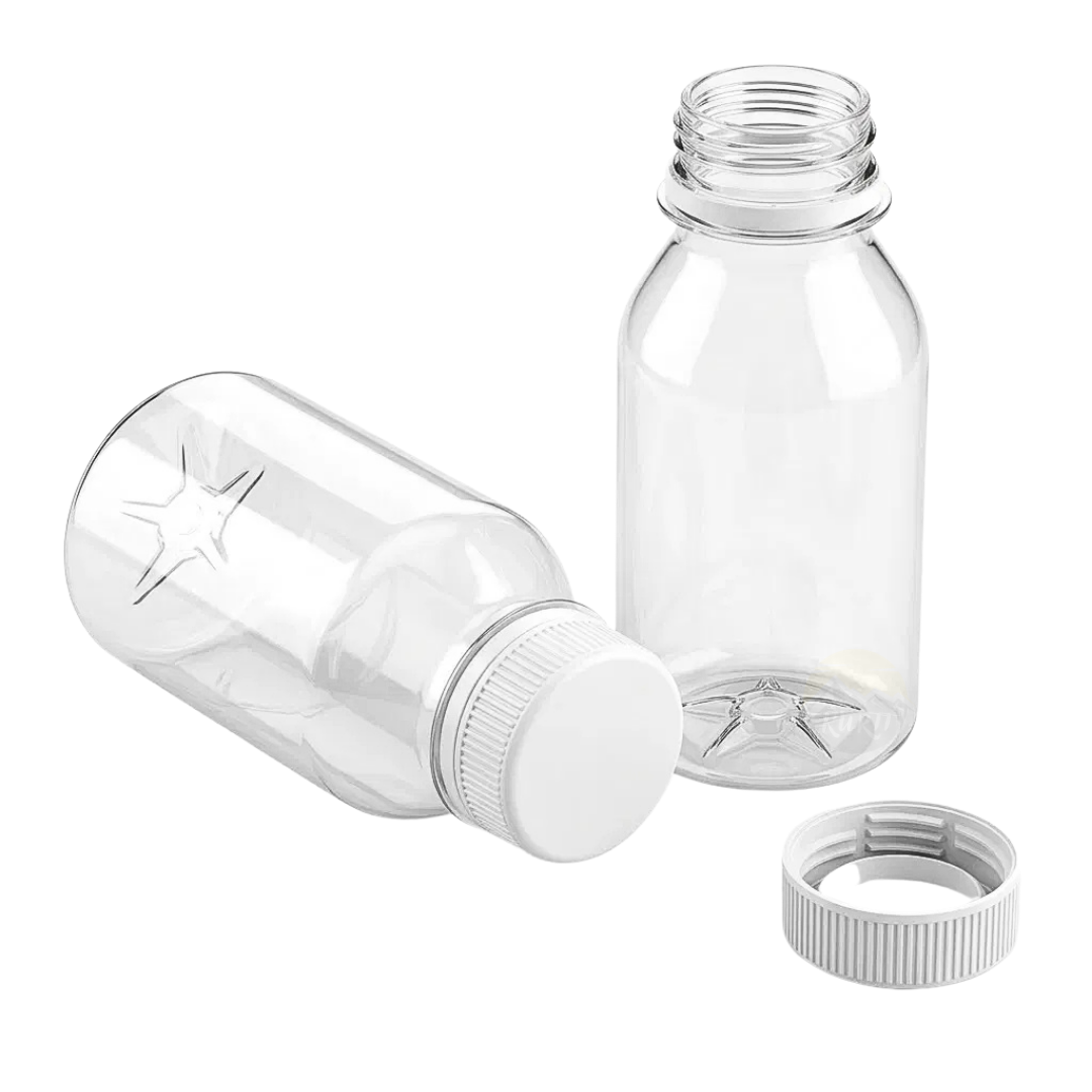 rPET-Flaschen 250ml Deckel Orange – Saftflaschen Smoothie | 40 Stück
