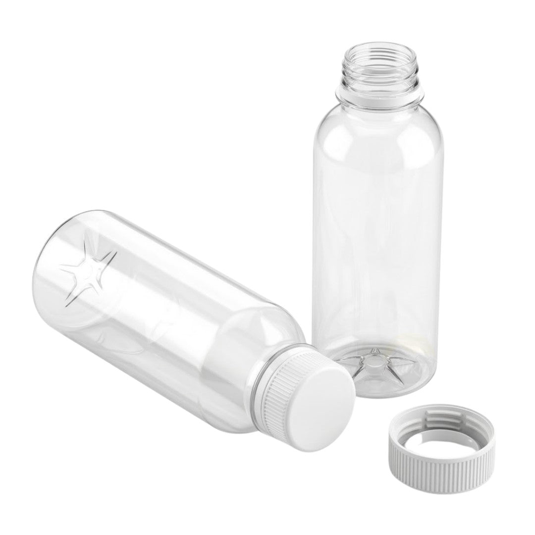 Saftflasche rPET 500ml Transparent Smoothie Oranger Deckel | 25 Stück