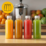 Saftflasche rPET 500ml Transparent Smoothie Oranger Deckel | 25 Stück
