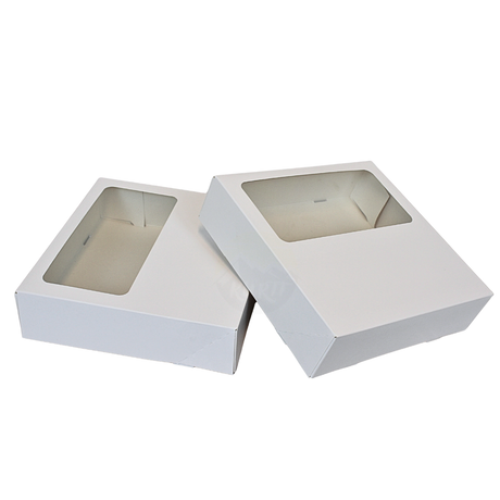 Twee gebaksdozen met venster maat 19