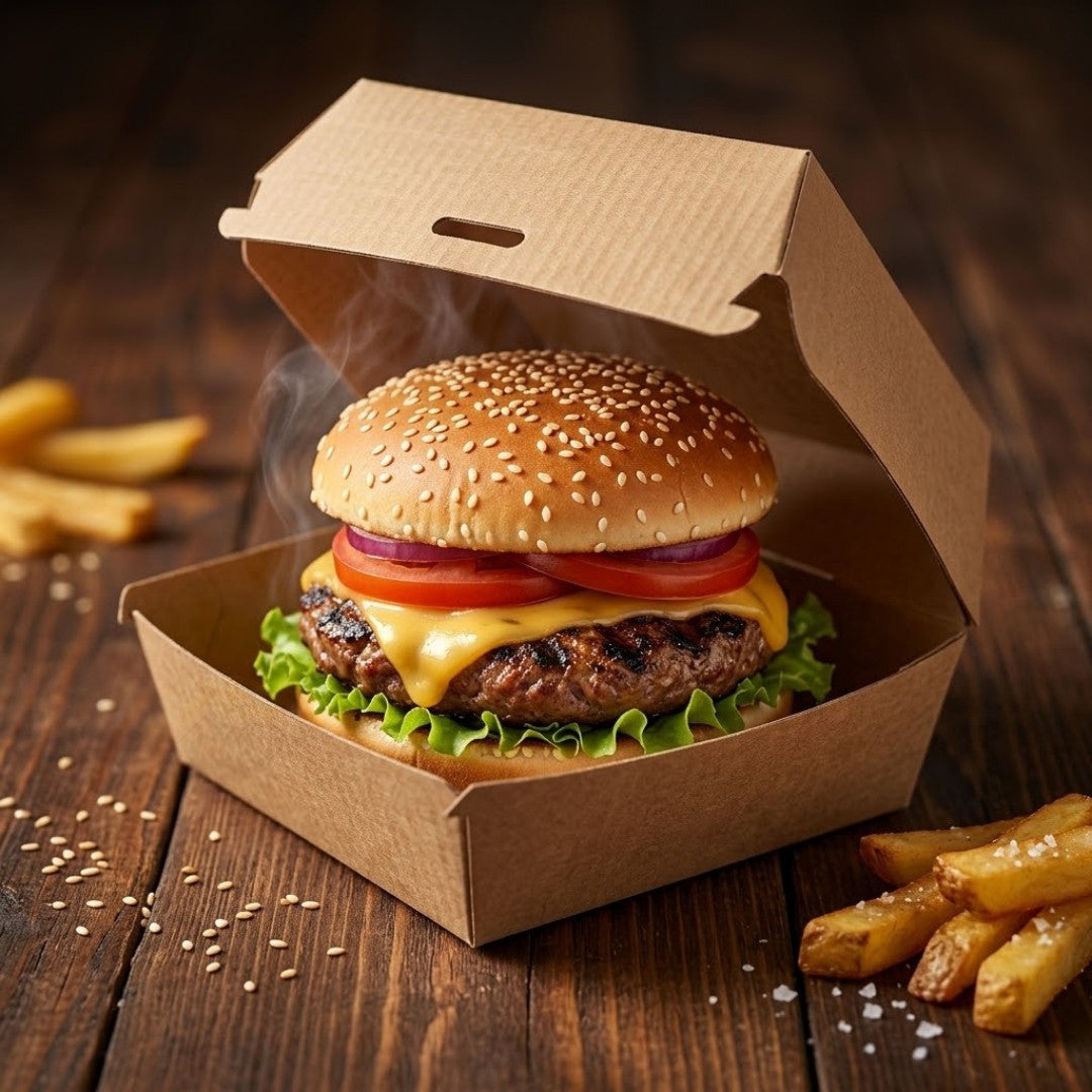 Hamburger-Box GROß aus Kraftpapier - 100 Stück
