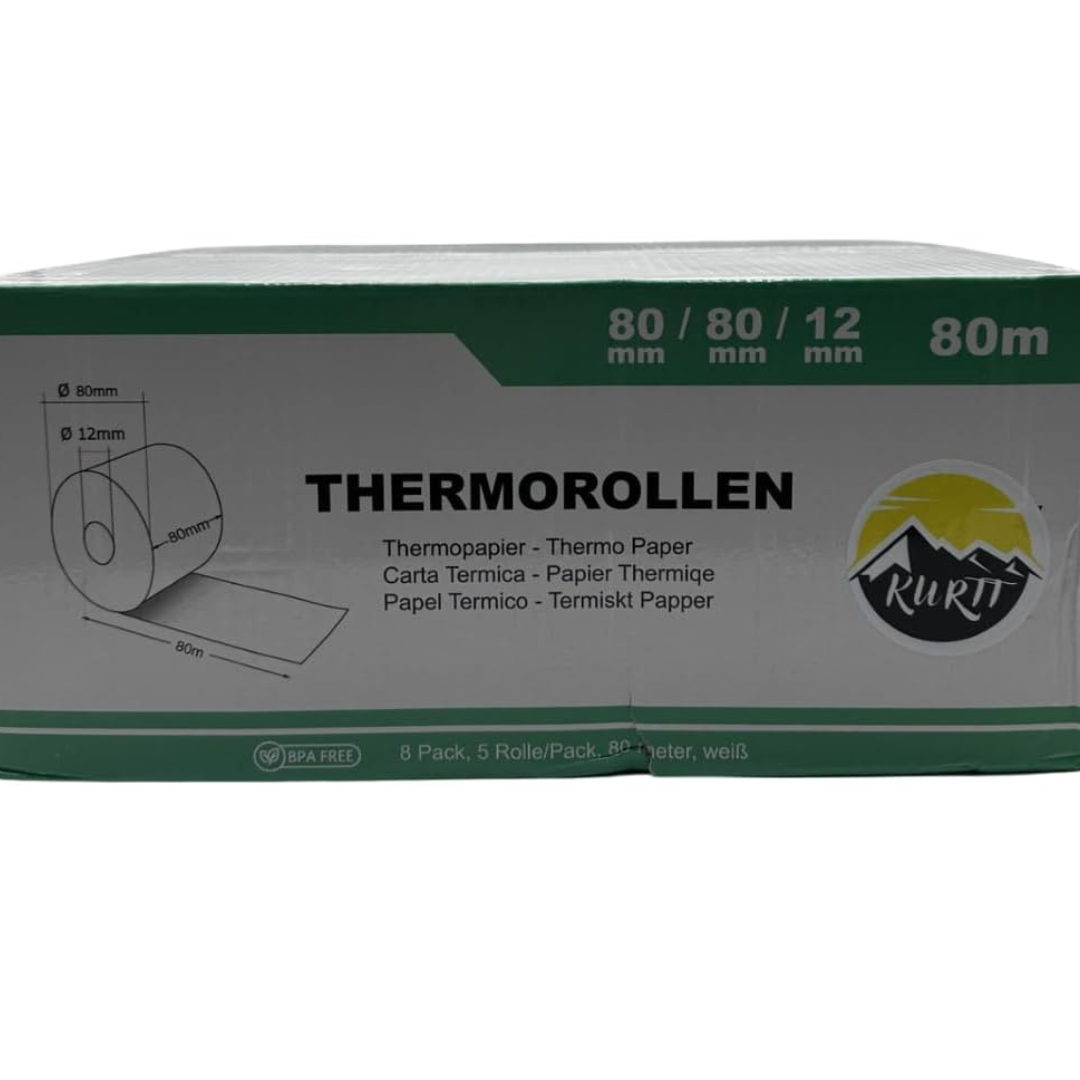 Thermorollen 80x80x12mm BPA-frei – Bonrollen Kassenrollen | 40 Rollen