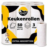 Küchenrollen 3-lagig 32, 64 oder 96 Rollen – 50 Blatt pro Rolle – Küchenpapier Vorratspackung