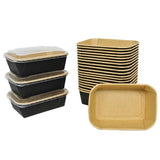 50x Kraft-Mikrowellenbehälter mit Deckel (750ml) - Meal-Prep-Behälter - Frischhaltedosen - Salatschalen