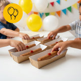 Frikandelbakjes A16 Karton Kraft/Wit – 180 × 35 × 35 mm | Smal Snackbakje