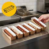 Frikandelbakjes A16 Karton Kraft/Wit – 180 × 35 × 35 mm | Smal Snackbakje