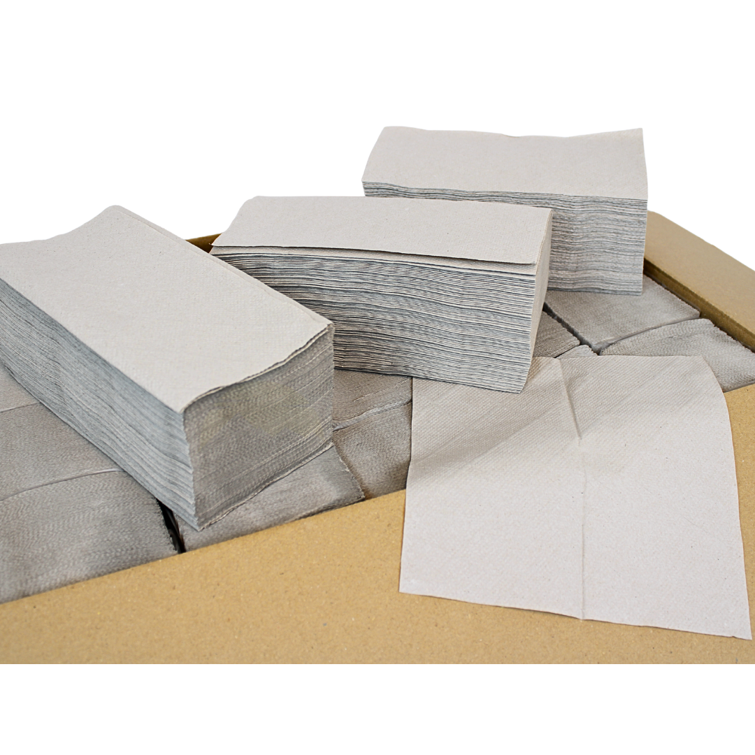KURTT Papierhandtücher ZZ-Falz 1-lagig Recycling Grau – 10.000 Blatt | Falthandtücher Handtuchspender Gastronomie Schule