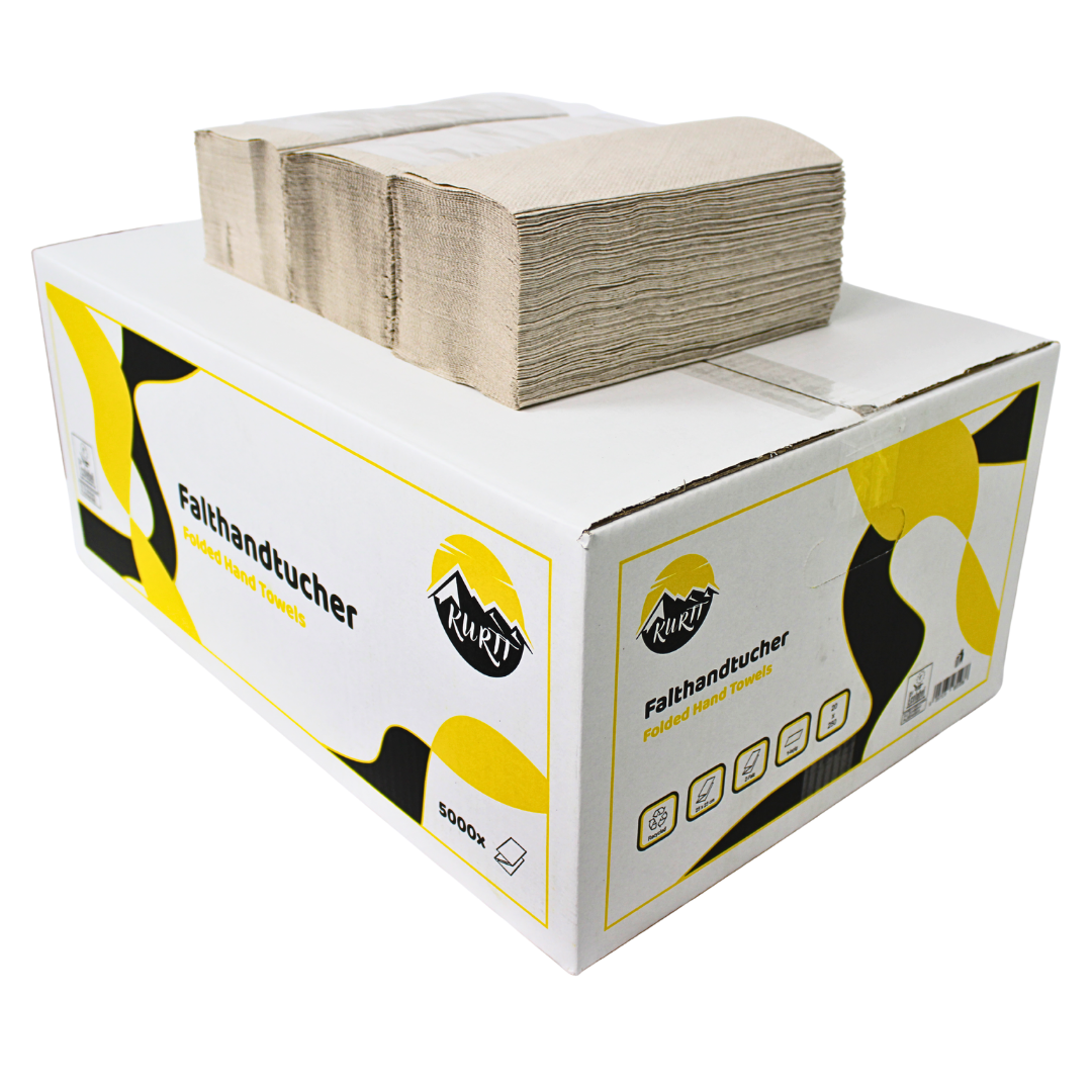 Papierhandtücher Recycling Z-Falz 1-lagig Grau – 5000 Blatt | Falthandtücher Spender Sanitär Gastronomie