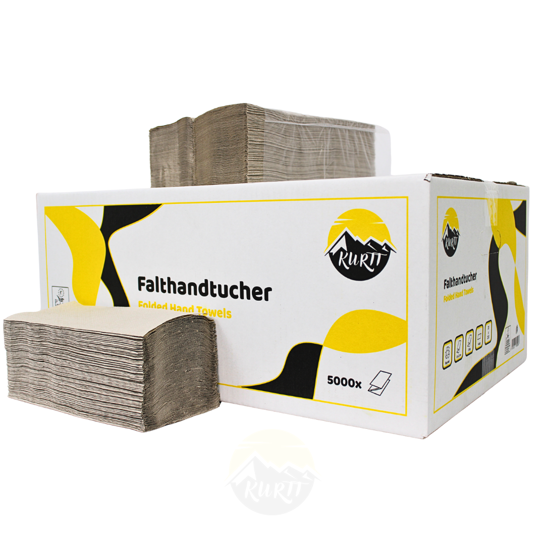 Papierhandtücher Recycling Z-Falz 1-lagig Grau – 5000 Blatt | Falthandtücher Spender Sanitär Gastronomie