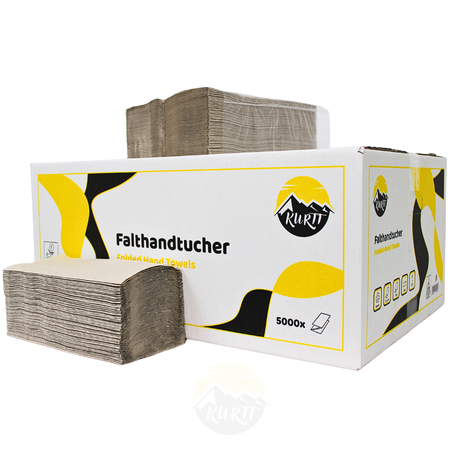 KURTT Papierhandtücher ZZ-Falz 1-lagig Recycling Grau – 10.000 Blatt | Falthandtücher Handtuchspender Gastronomie Schule
