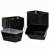 KURTT Meal Prep Boxen Schwarz PP Mit Deckel | Mikrowelle Gefrierschrank 50/100 Stück BPA-frei | 500ml 650ml 750ml 1000ml