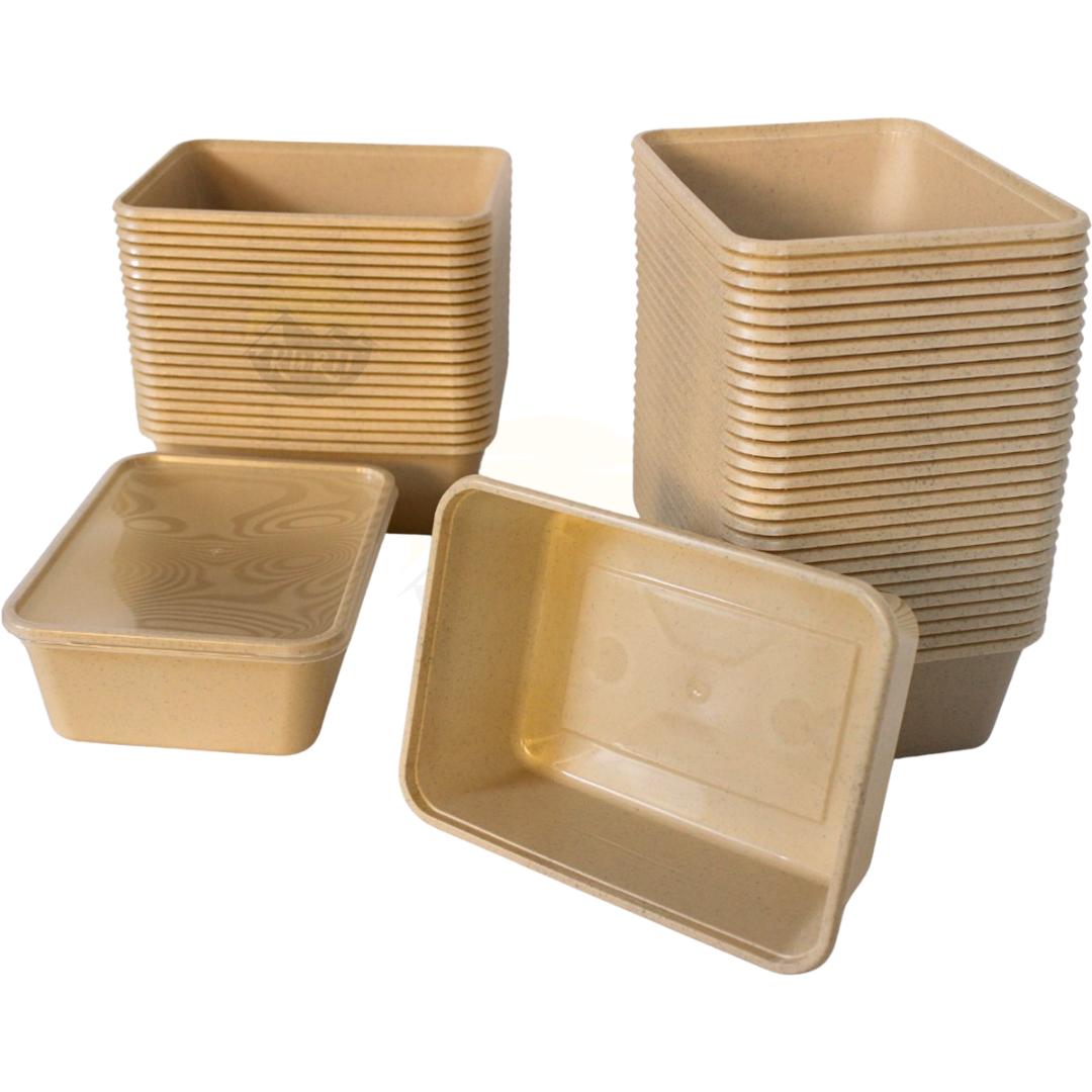 Mikrowellenbehälter mit Deckel beige 750ML - 100 Stück