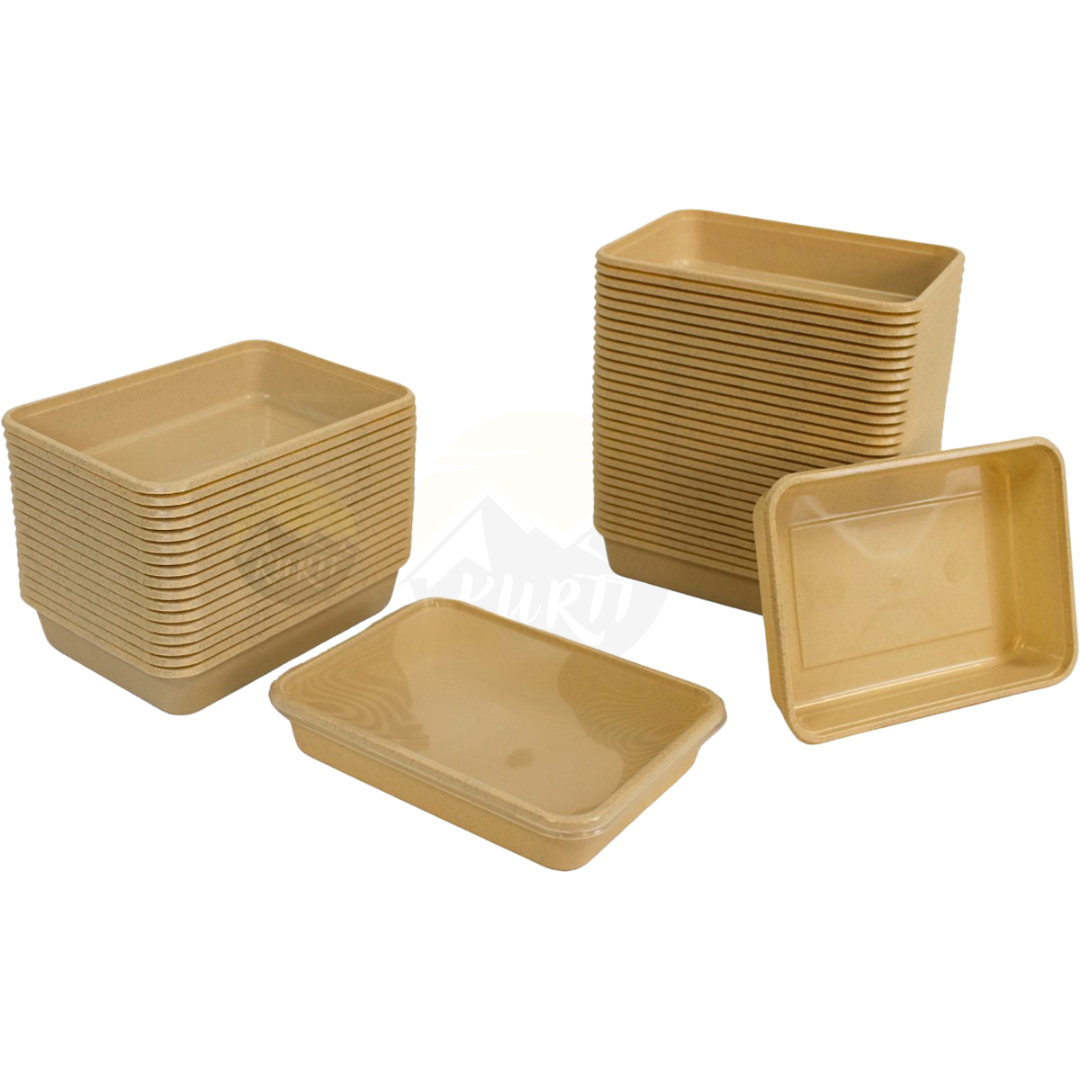 Mikrowellenbehälter mit Deckel beige 500ML - 100 Stück