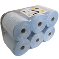 Handtuchrolle Autocut 2-lagig Zellstoff 150m – 6 Rollen | Automatischer Spender Weiß Blau