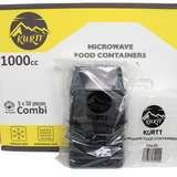 KURTT Meal Prep Boxen Schwarz PP Mit Deckel | Mikrowelle Gefrierschrank 50/100 Stück BPA-frei | 500ml 650ml 750ml 1000ml