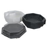 APET Octaview Schale Grau 190x60mm mit Klarsichtdeckel – 40 Stück | Salate Bowls Desserts Premium