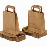 Papiertragetaschen Braun Flachhenkel 18x8x22cm – 50/100/250 Stück | Bäckerei Traiteur Take-away