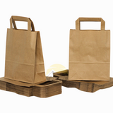 Papiertragetaschen Braun Flachhenkel 18x8x22cm – 50/100/250 Stück | Bäckerei Traiteur Take-away