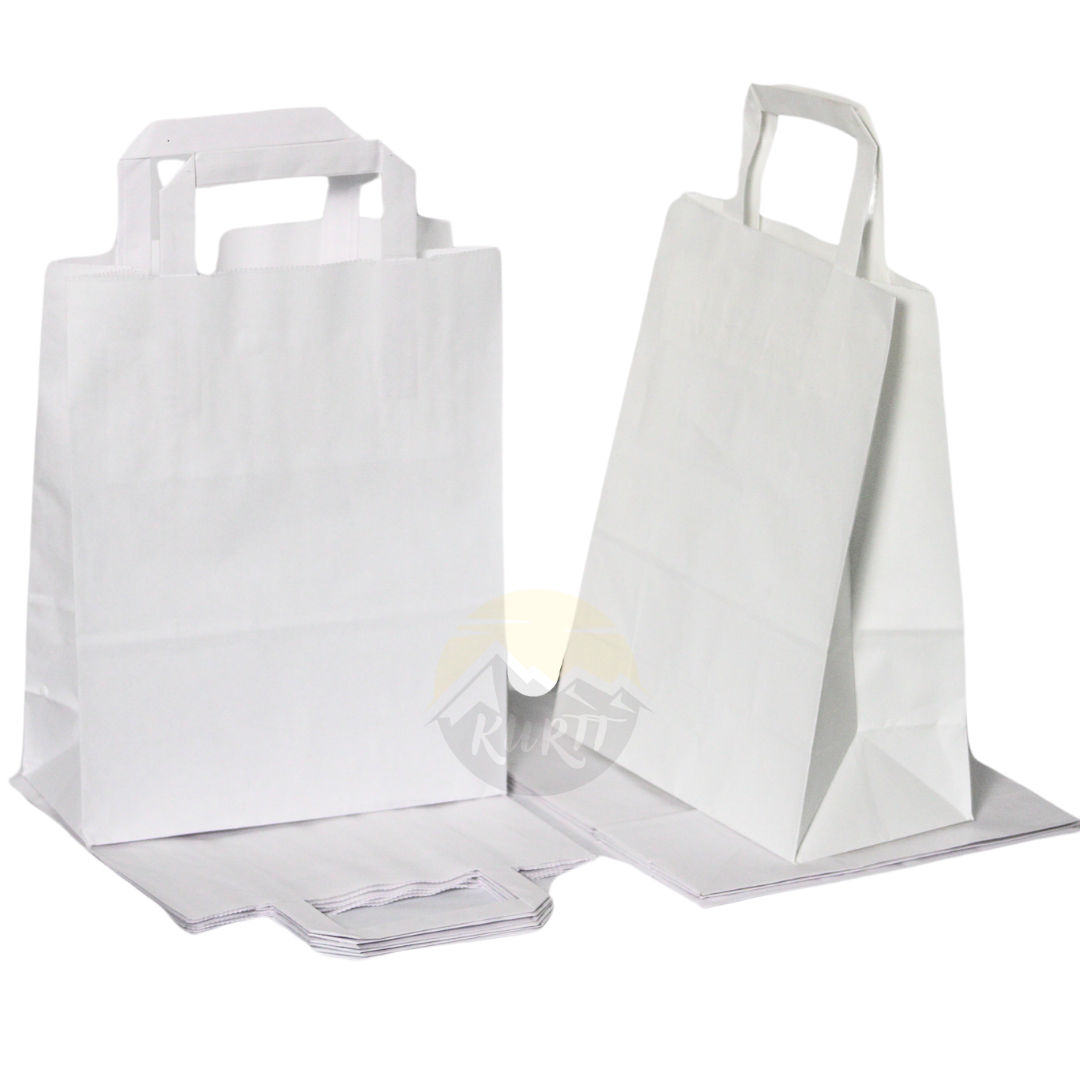 Papiertragetaschen Weiß Flachhenkel 22x10x28cm – 250 Stück | Boutique Patisserie Retail Premium